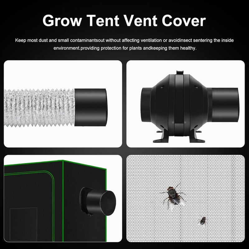 MELONFARM Air Filtration Kit 4", Built-in 14cm Fan Low Nois Carbon Filter with 12-Speed Controller, 8' Ducting & 6" Vent Cover, Cooling & Ventilation System for Grow Tents, Indoor Gardening 4" x 11" - Image 5